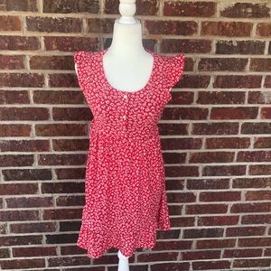 Juniors Monteau Red Floral Babydoll Elastic Waist Stretch Dress Size XS